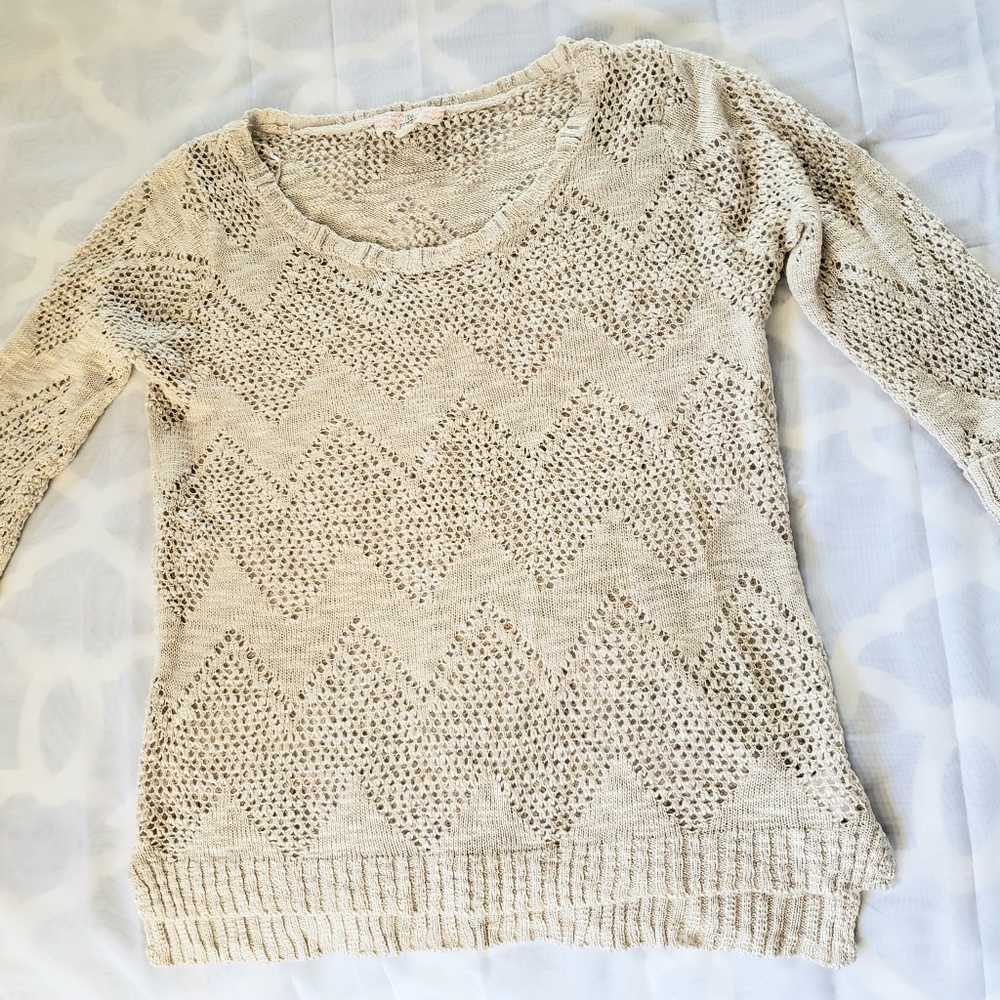 Womens Large Pink Republic Off white/tan sweater